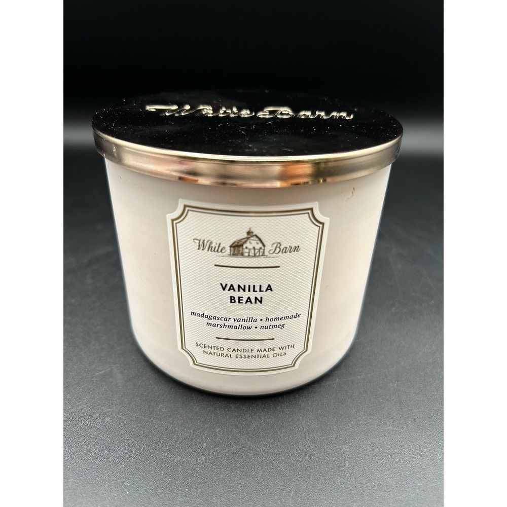 Bath & Body Works White Barn VANILLA BEAN 3 Wick 14.5Oz  Scented Candle